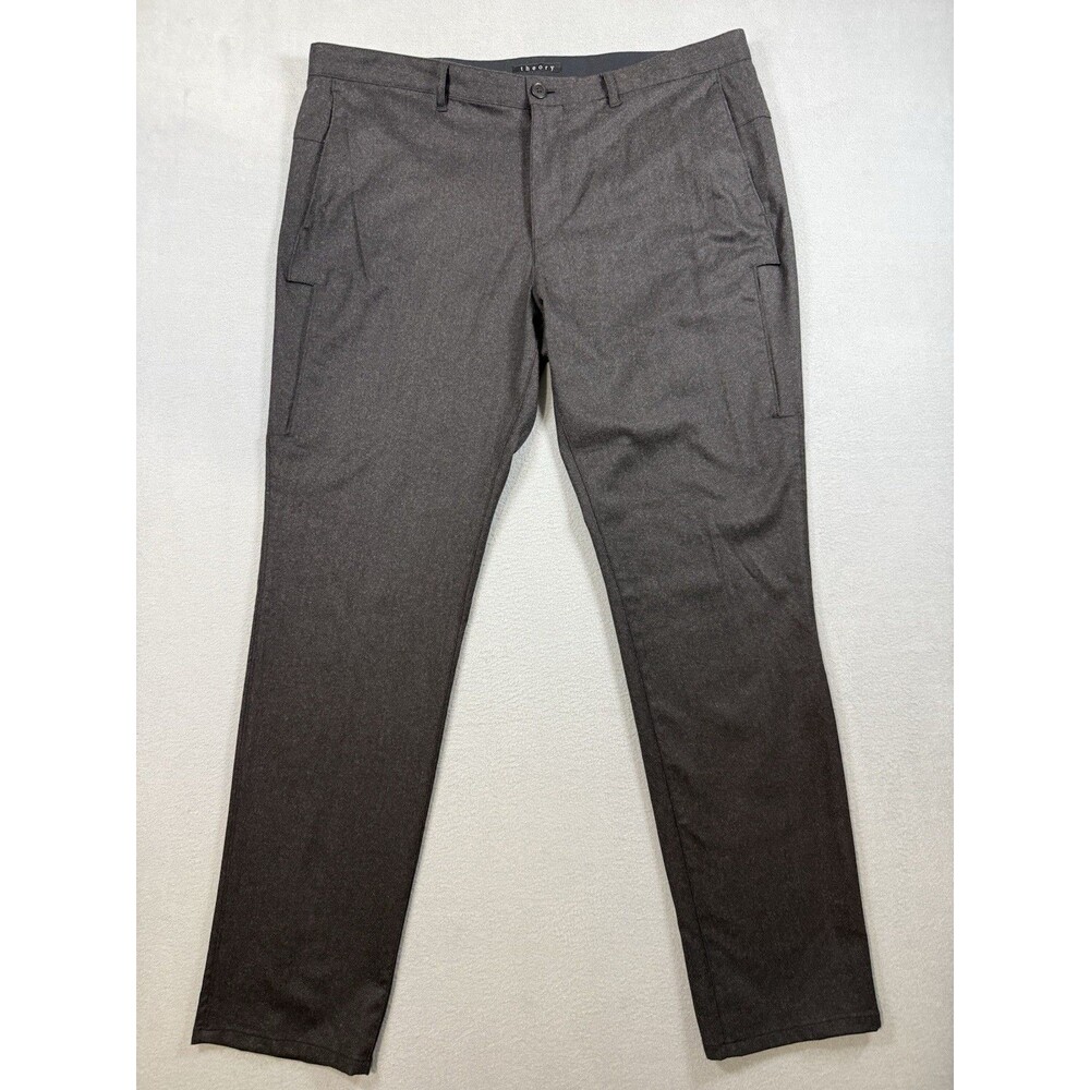 Theory Men’s 38 Wool Cargo Tactical Trousers Dark Gray Zip Pockets Conall Akron